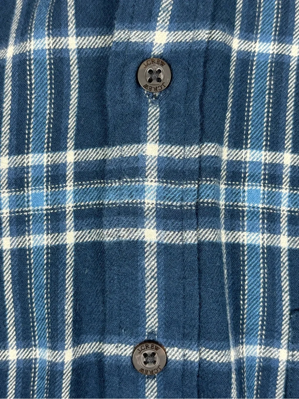 J.Crew Men’s 100% Cotton Brushed Twill Plaid Shirt Navy Blue Medium NWT